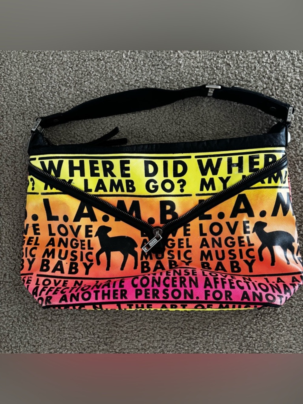 L.A.M.B. Yellow-Orange-Pink Gradient Logo Shoulder Bag